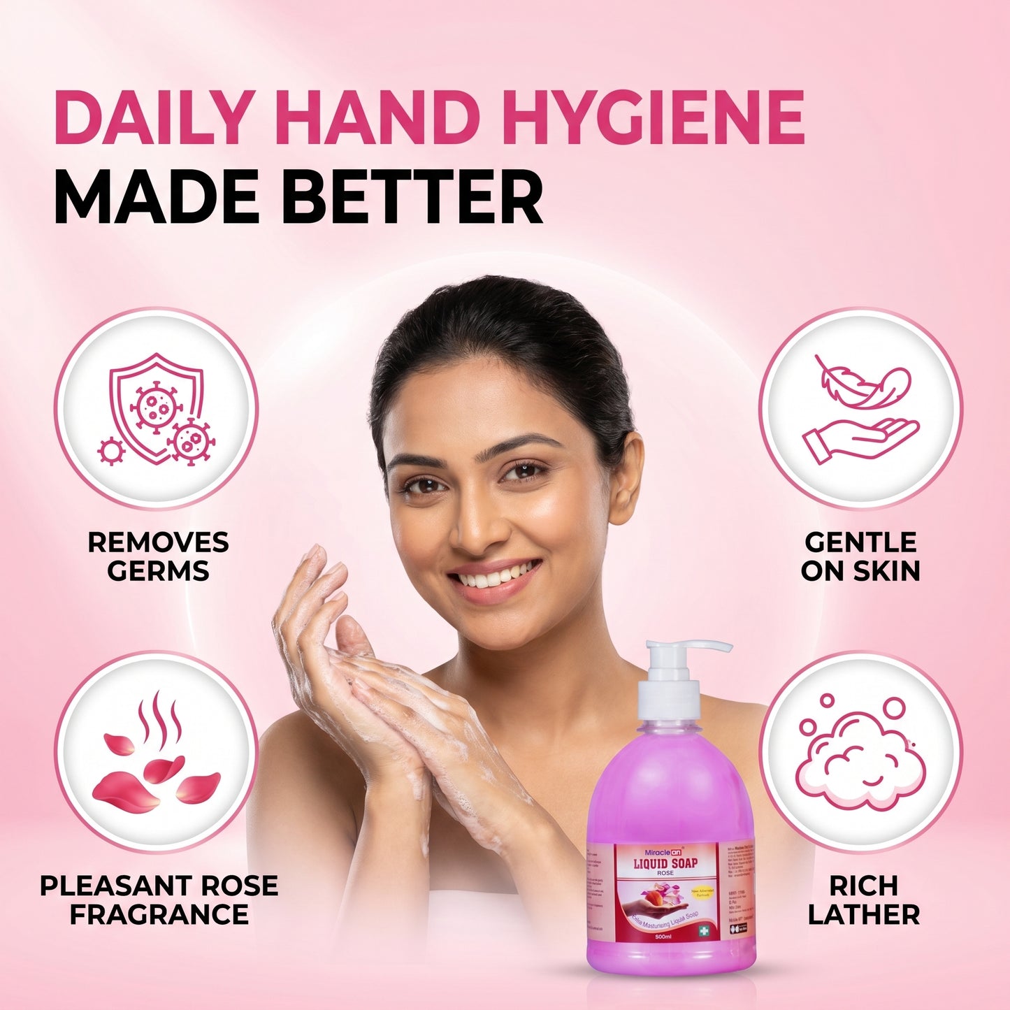 Handwash Rose 500ml X 4